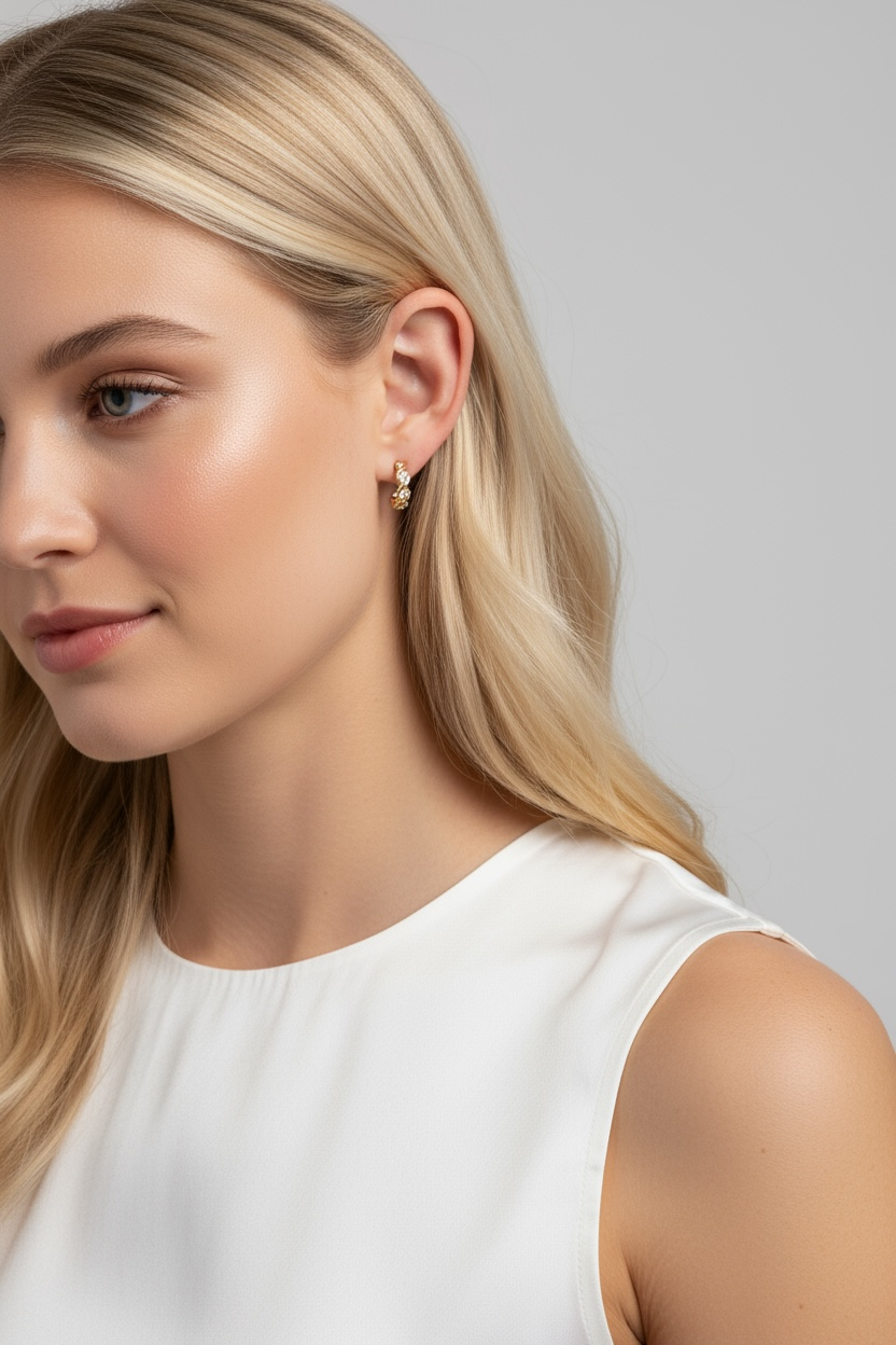 18k Gold Filled Infinity CZ C-Hoop Earrings