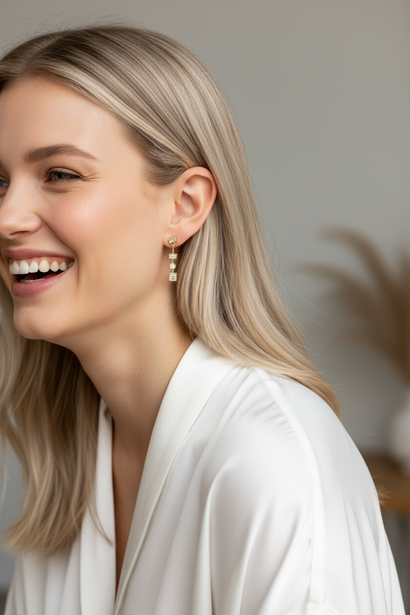 18k Gold Filled Clear Dangling Shapes Earring