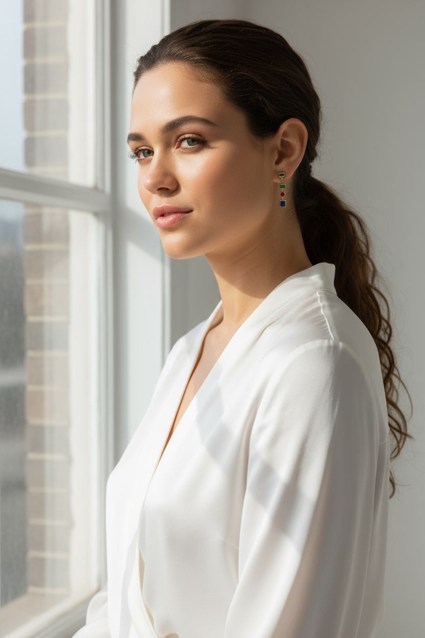 18k Gold Filled Multicolor Dangling Shapes Earring