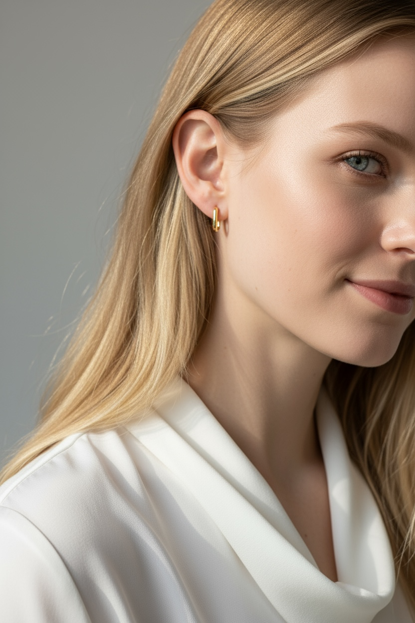 18k Gold Filled Oblong  Hoop Earrings