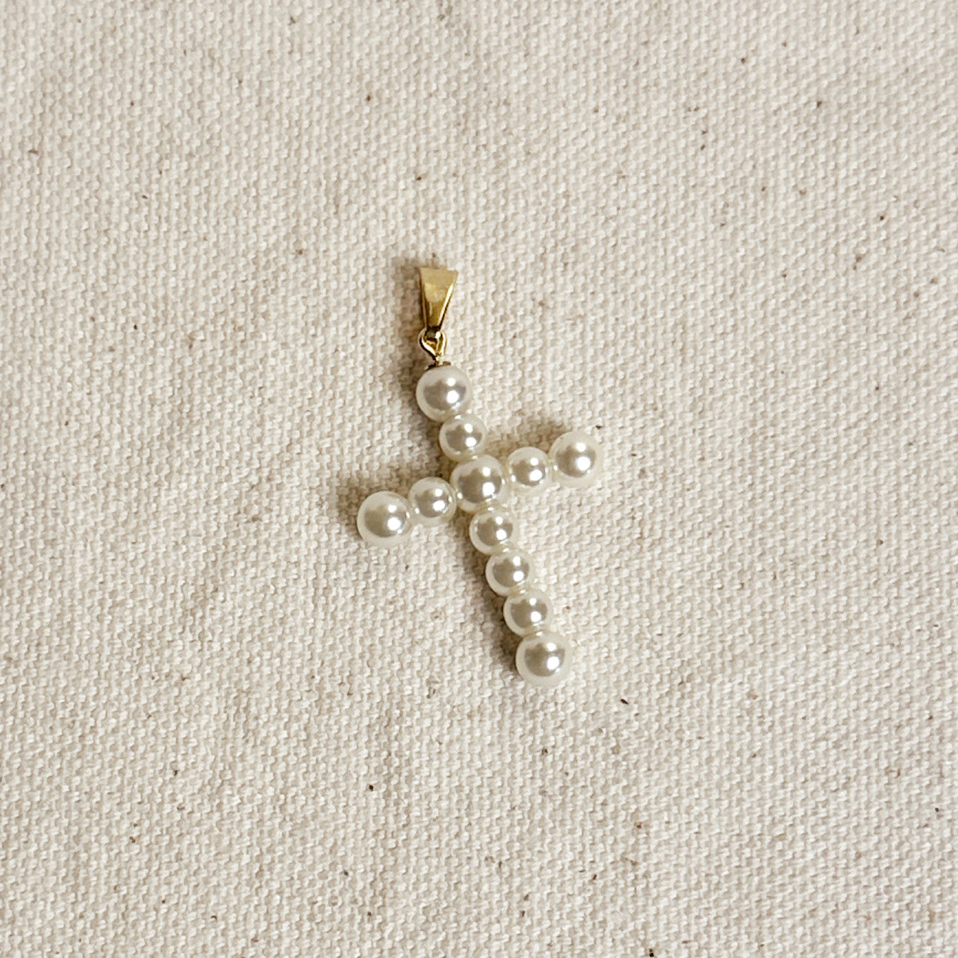 18k Gold Filled Pearl Cross Pendant