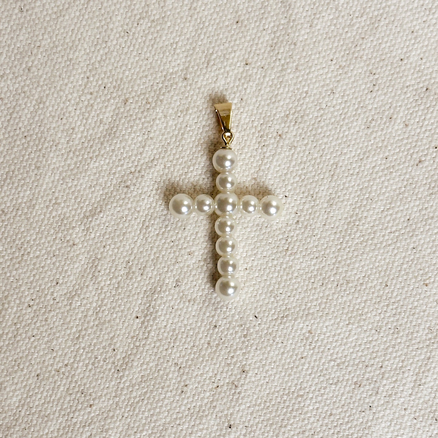 18k Gold Filled Pearl Cross Pendant