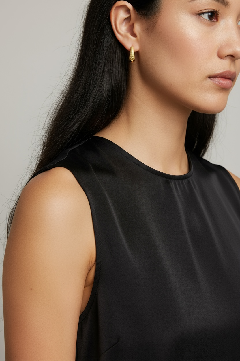 18k Gold Filled Textured Clicker Hoop Earrings