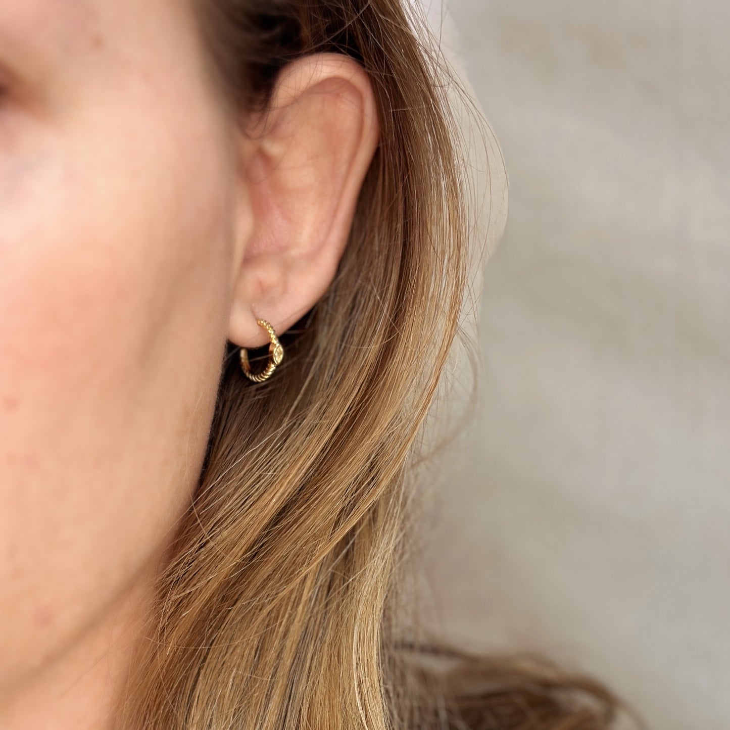 18k Gold Filled Mini CZ Eye C Hoop Earrings