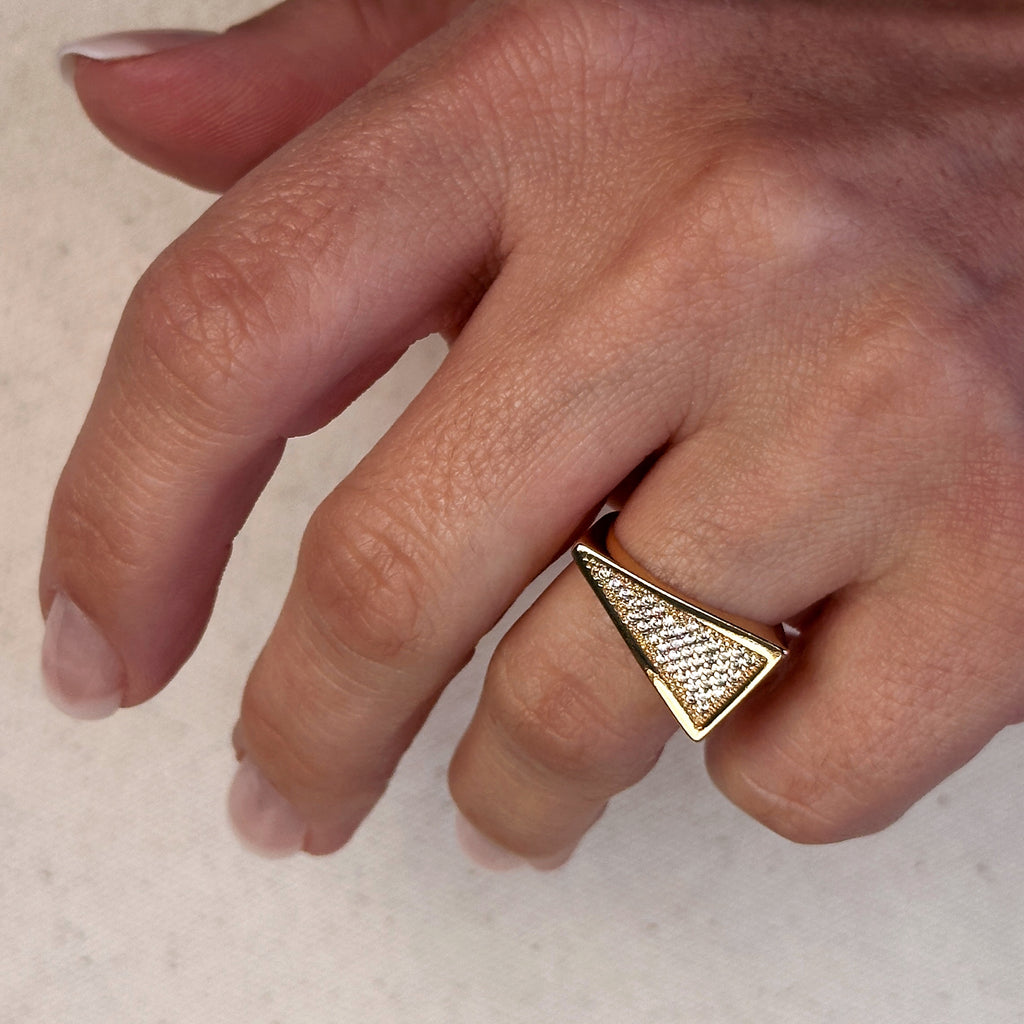 18k Gold Filled CZ Geometric Ring