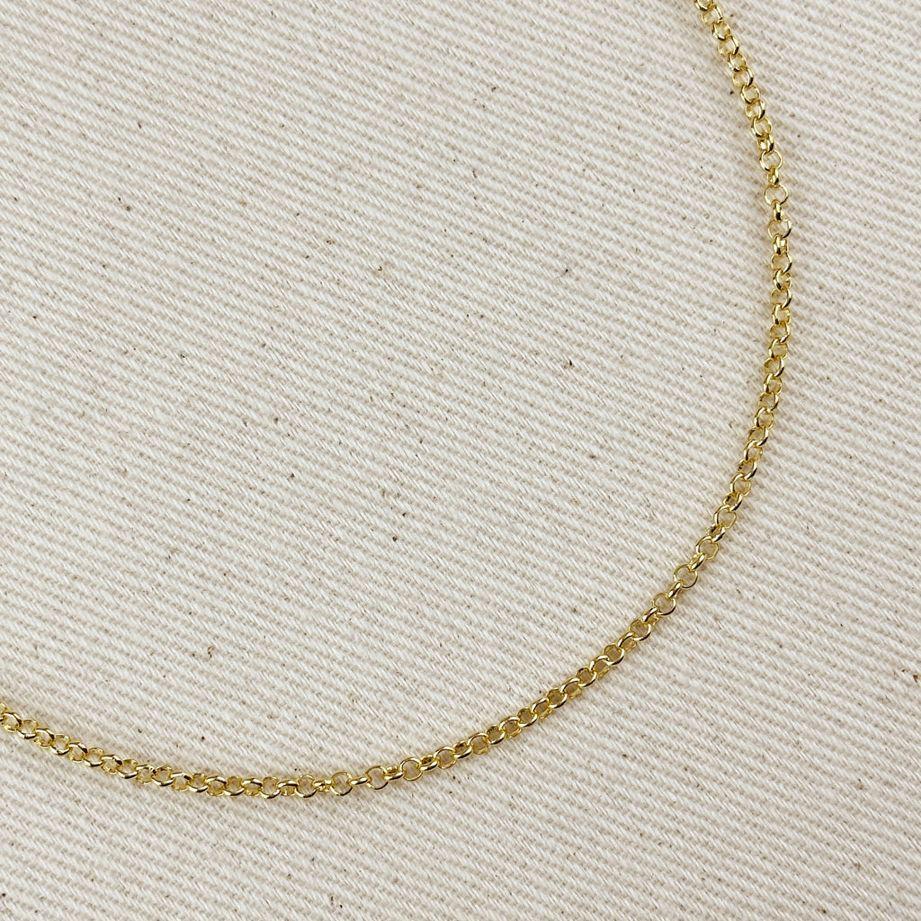 18k Gold Filled 2.5mm Rolo Chain in 16", 18", 20", 24"