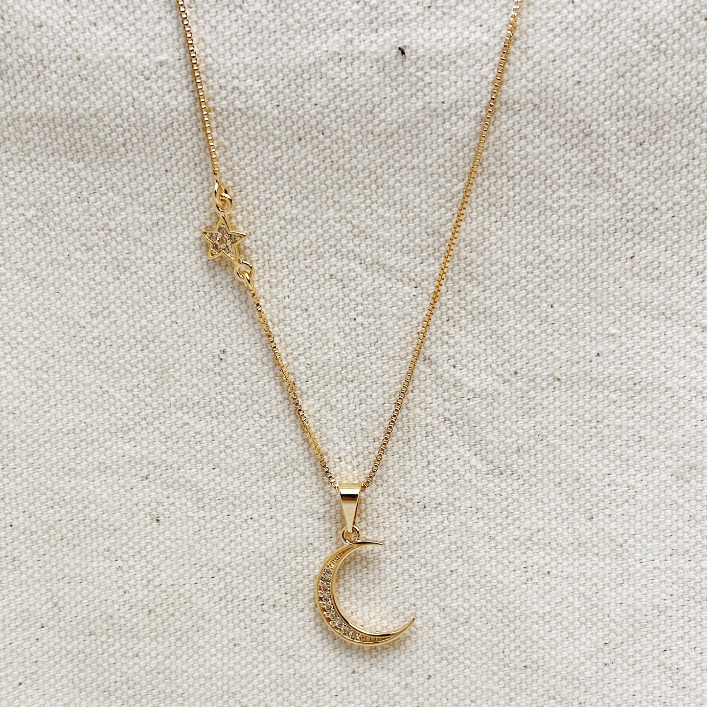 Moon and Star Necklace 18k Gold Filled