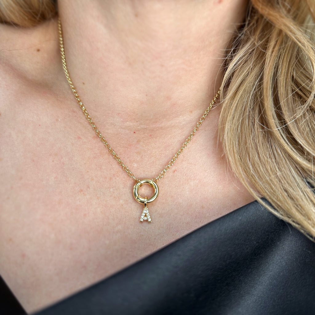 18k Gold filled  Micro CZ Initial Letter Charm