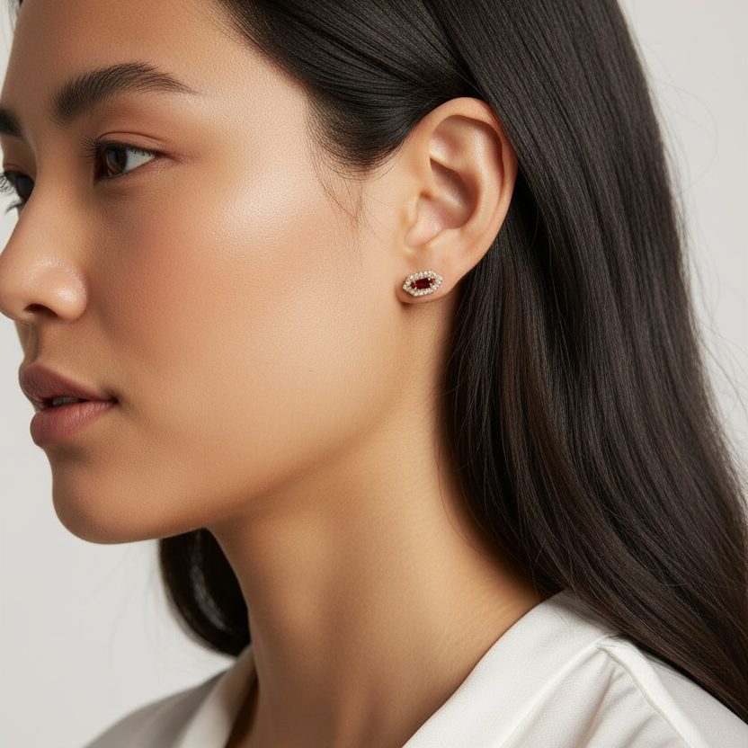 18k Gold Vermeil Fancy Birthstone Baguette Earrings