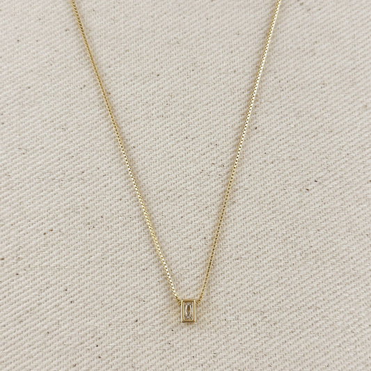 18k Gold Filled Mini CZ Baguette Necklace