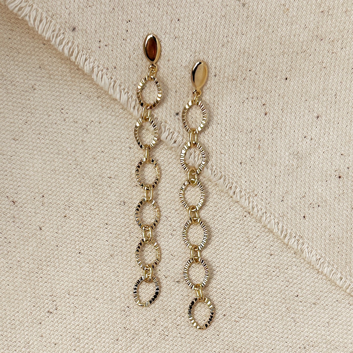 18k Gold Filled Diamond Cut Fancy Chain Earrings