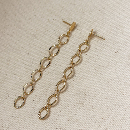 18k Gold Filled Diamond Cut Fancy Chain Earrings