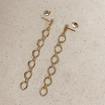 18k Gold Filled Diamond Cut Fancy Chain Earrings