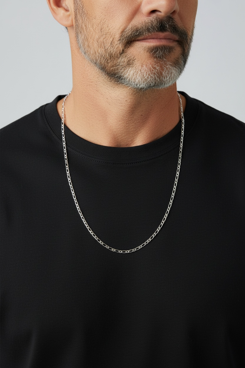 Sterling Silver Figaro 1x1 Chain 3.9mm