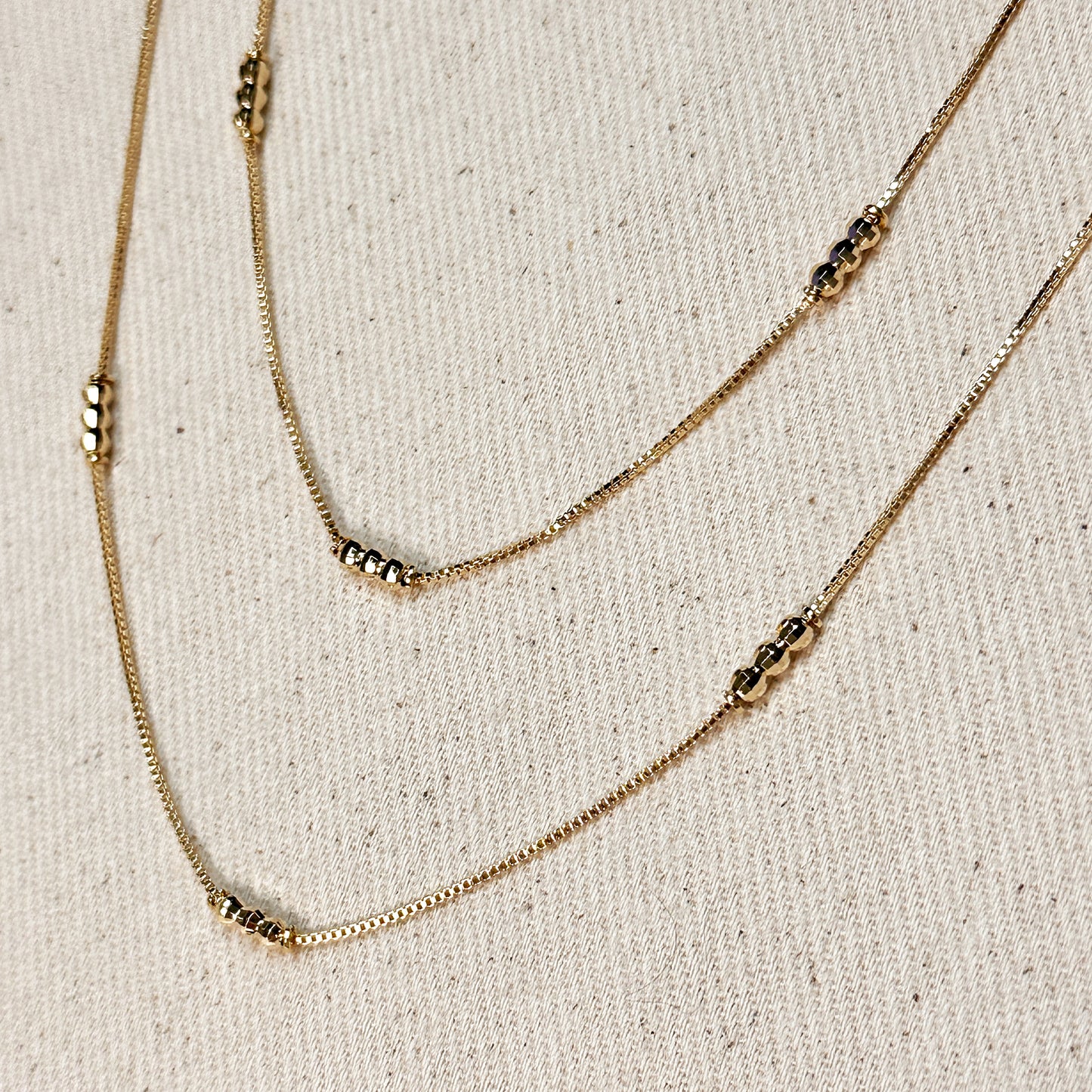 18k Gold Filled Bead Detailed Box Chain