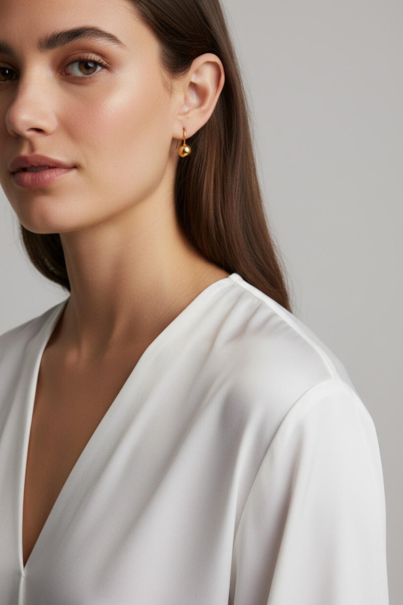 Gold Drop Hook Ball Earrings