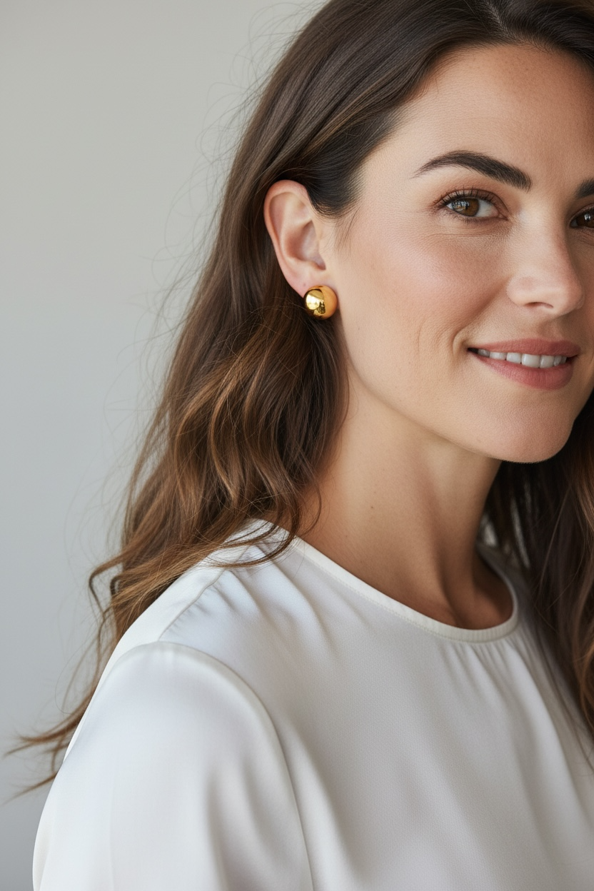 Gold Ball Earrings Stud