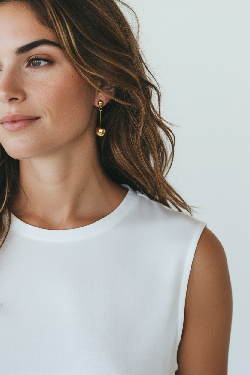 Gold Ball Dangling Earrings