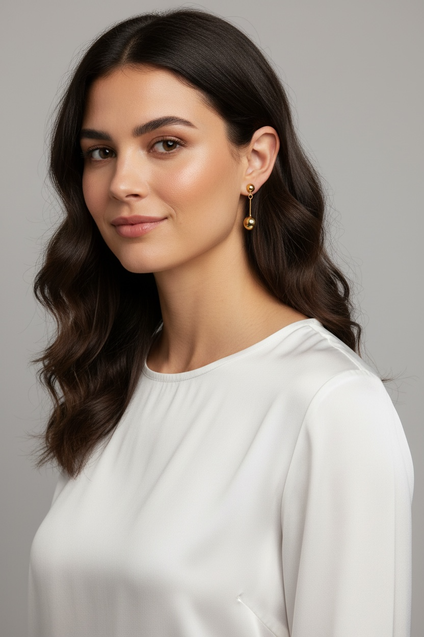 Gold Ball Dangling Earrings