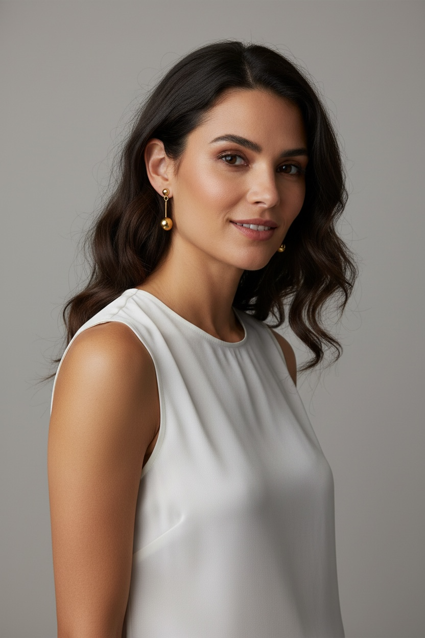 Gold Ball Dangling Earrings