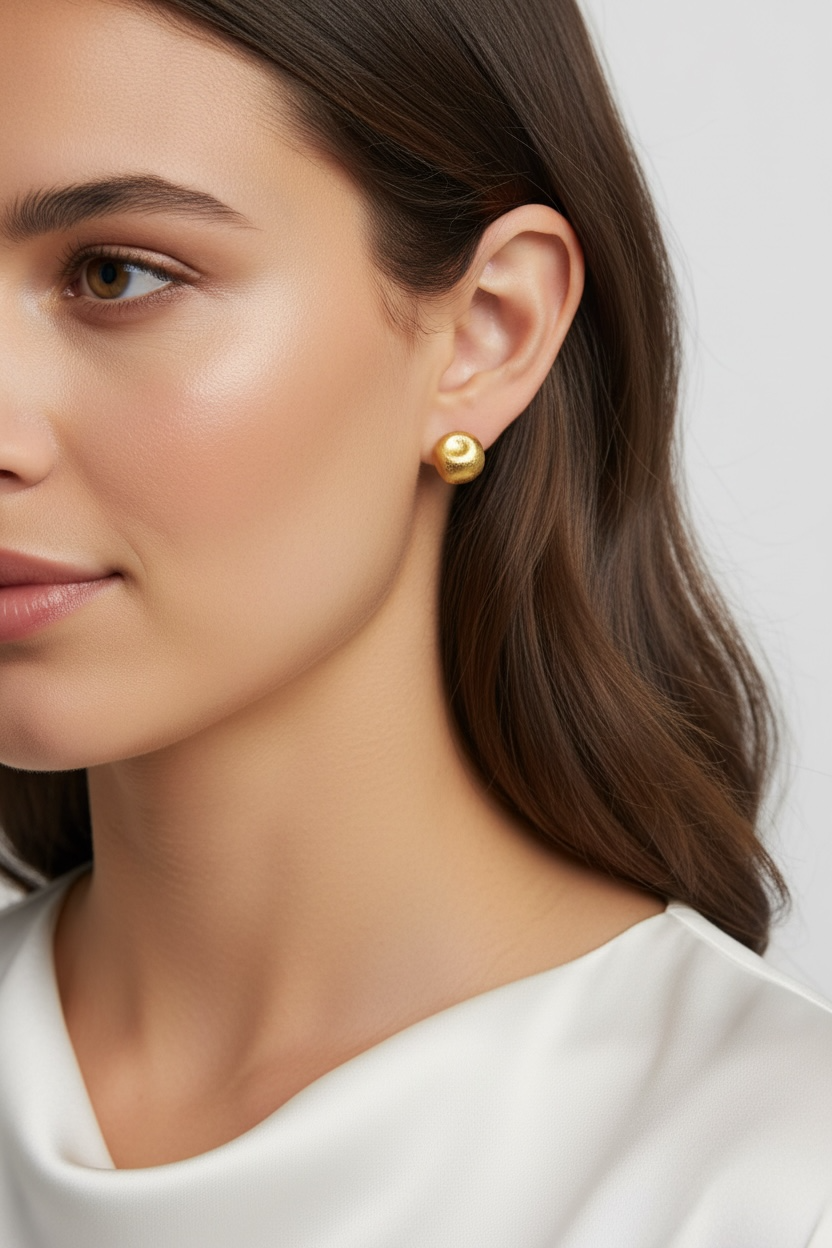 Dented Textured Ball Stud Earrings