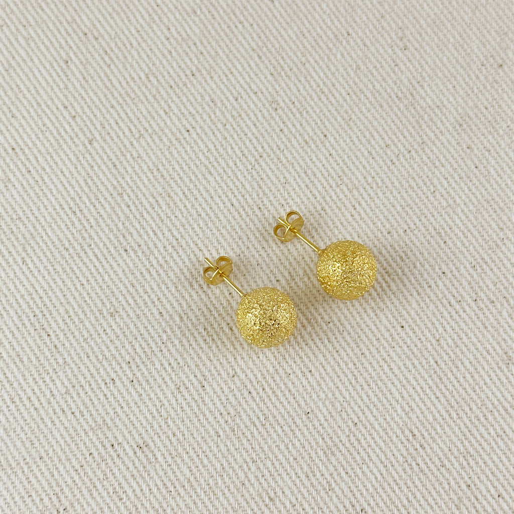 10.5mm Rugged Textured Ball Stud Earrings