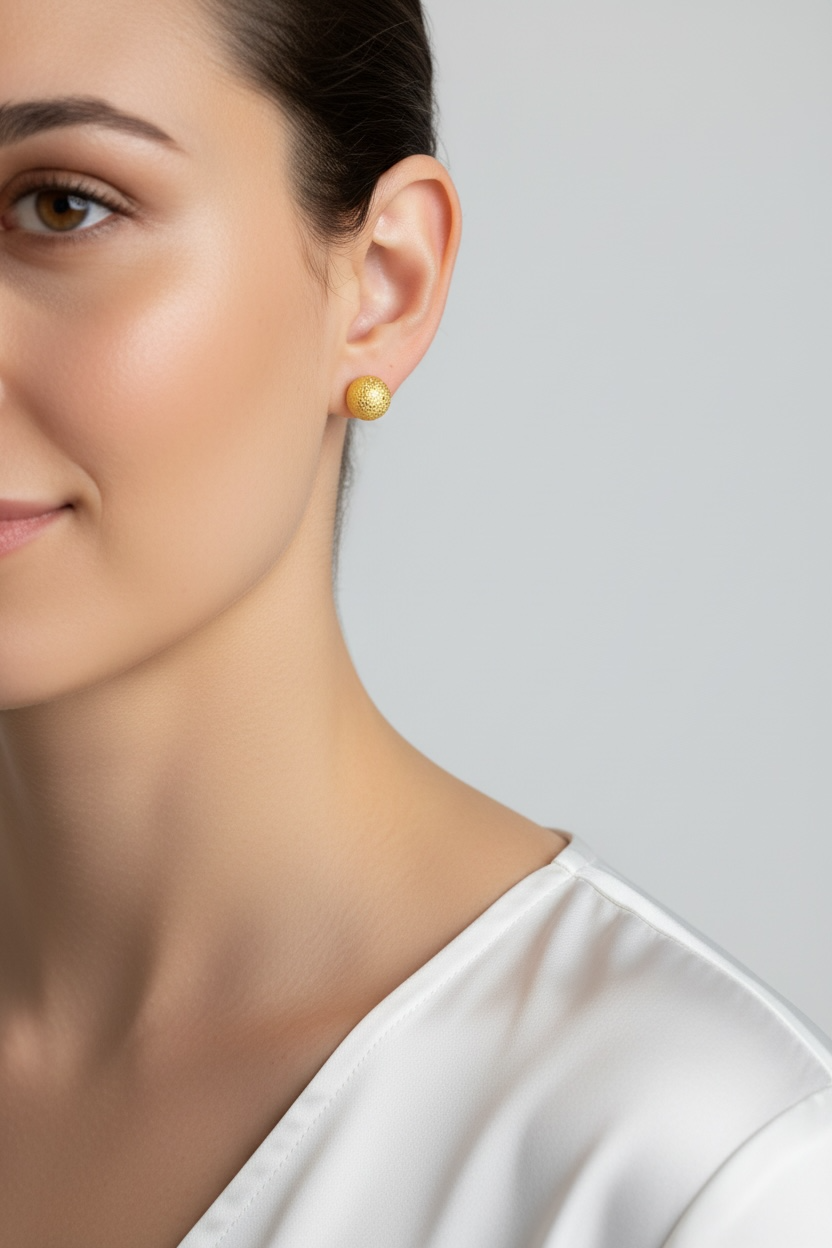 10.5mm Rugged Textured Ball Stud Earrings