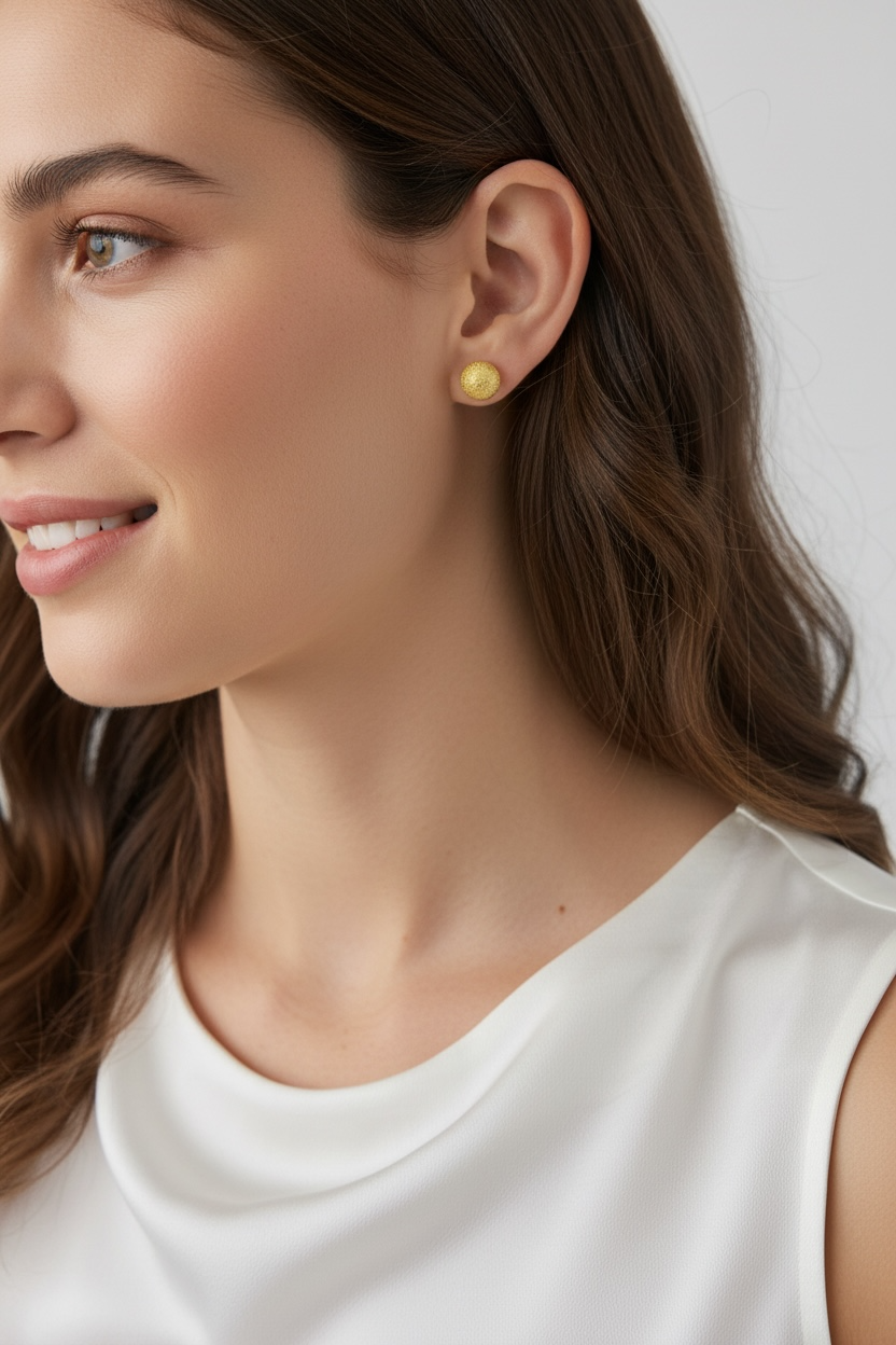 10.5mm Rugged Textured Ball Stud Earrings