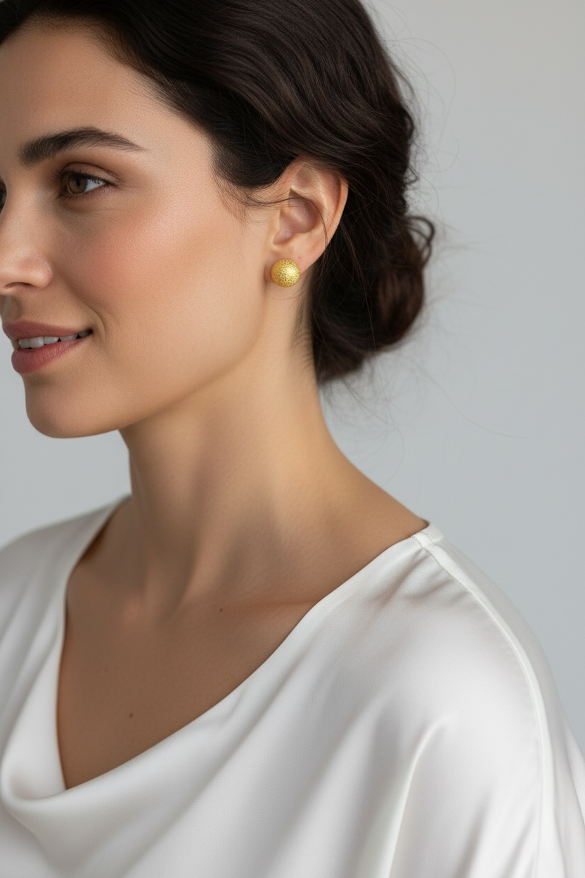 10.5mm Rugged Textured Ball Stud Earrings