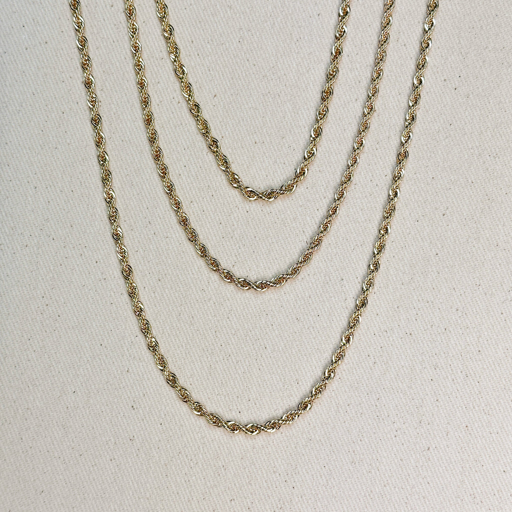 18k Gold Filled Rope Chain In 4.0mm Thickness Gold Chain