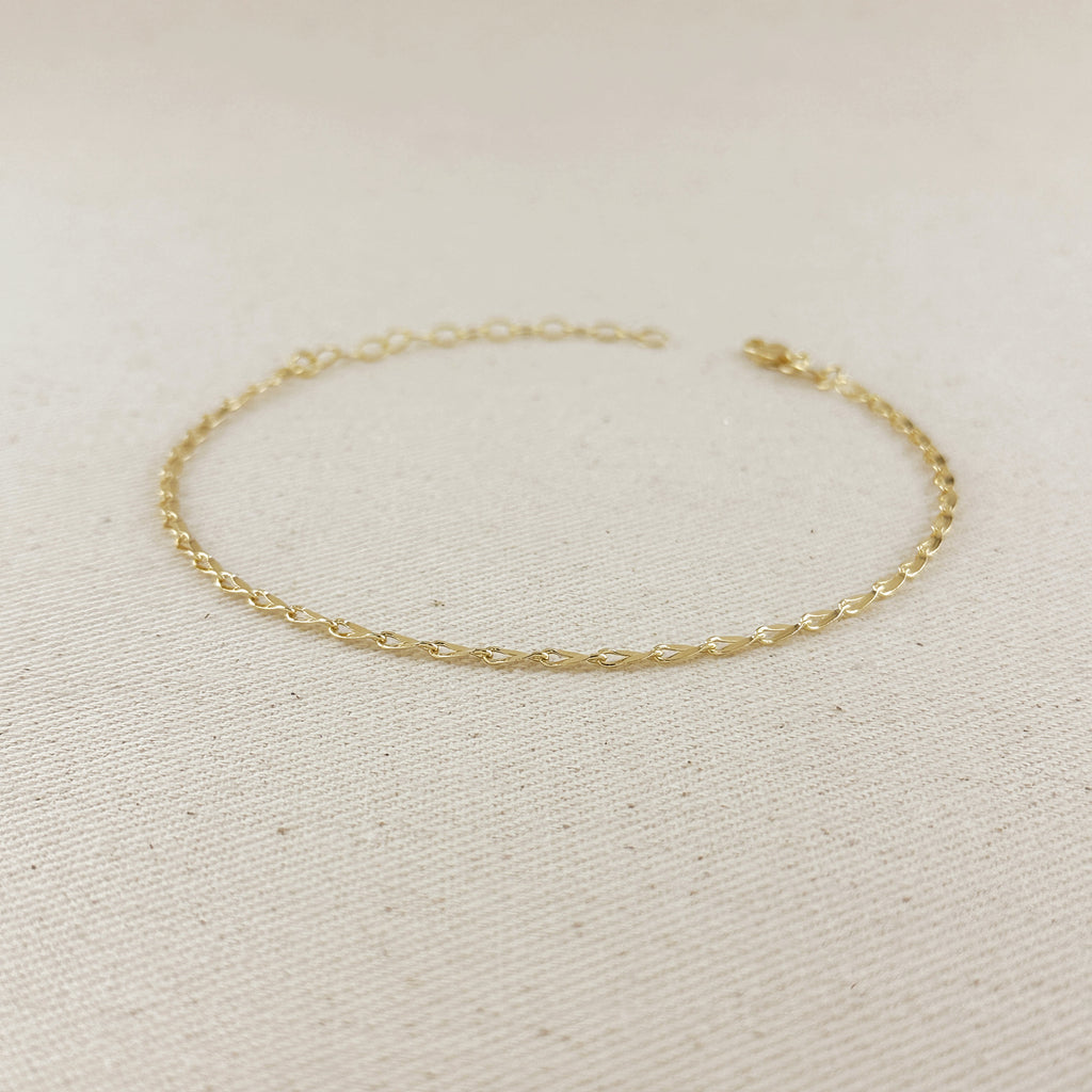 18k Gold Filled Detailed Chain Anklet