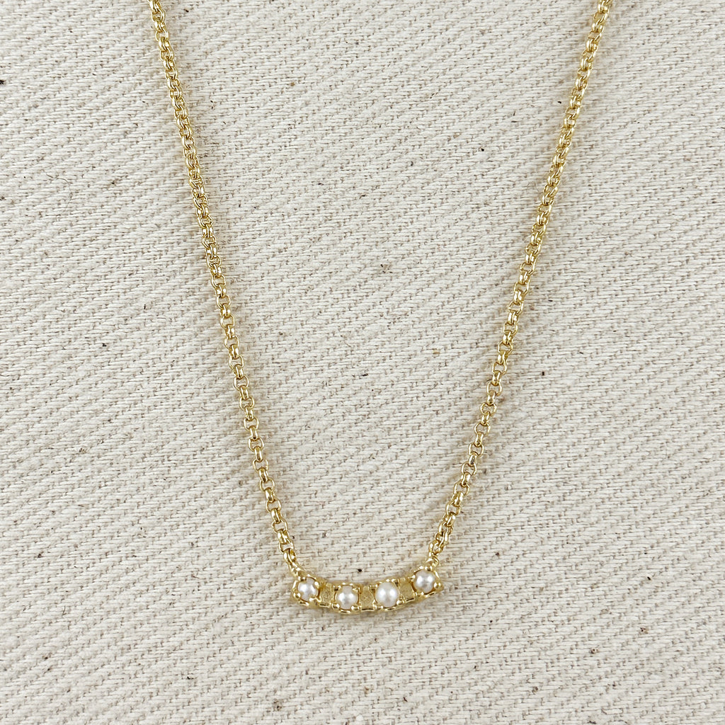 18k Gold Filled Fresh Water Pearl Bar Necklace