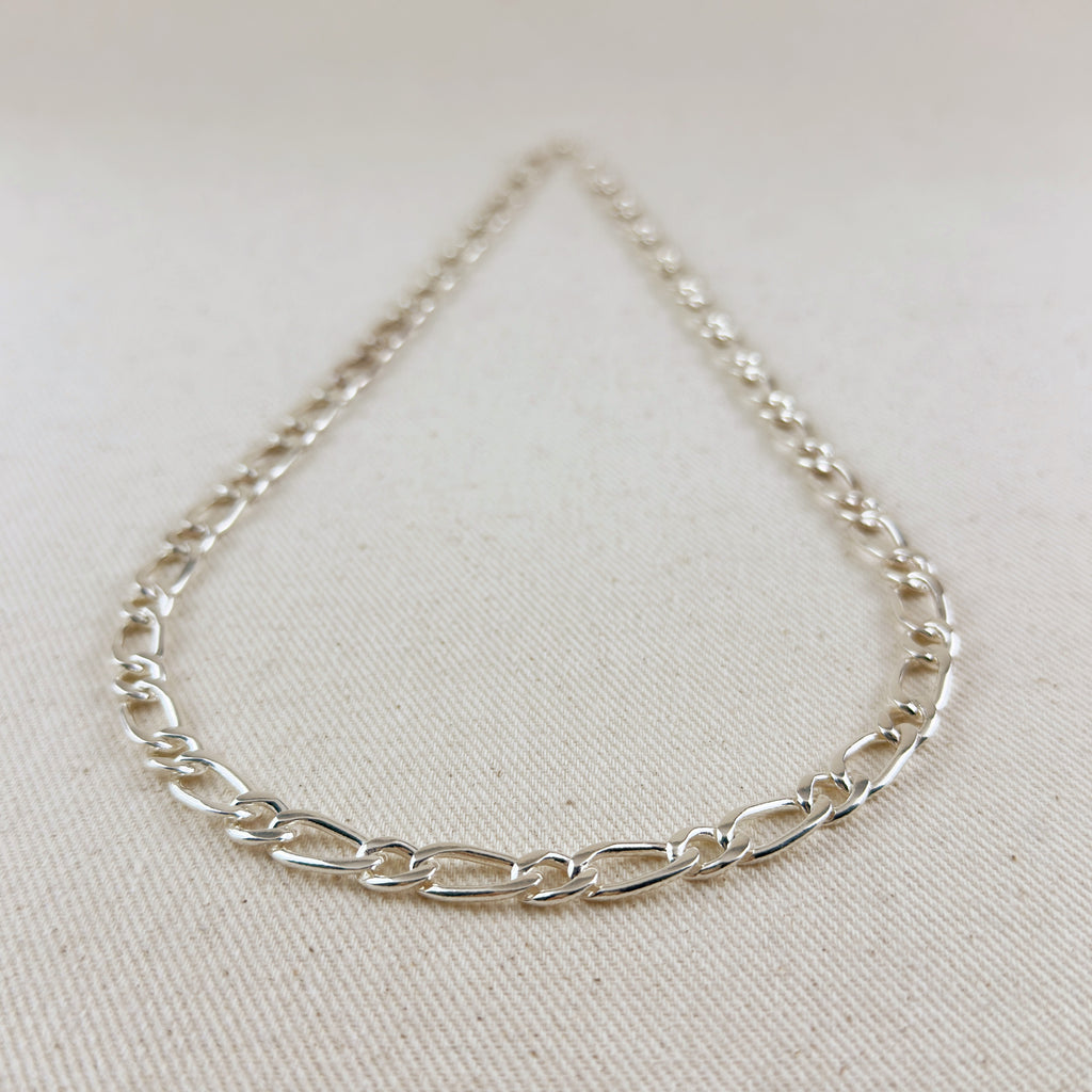 Sterling Silver Figaro 1x1  Chain 7.3mm