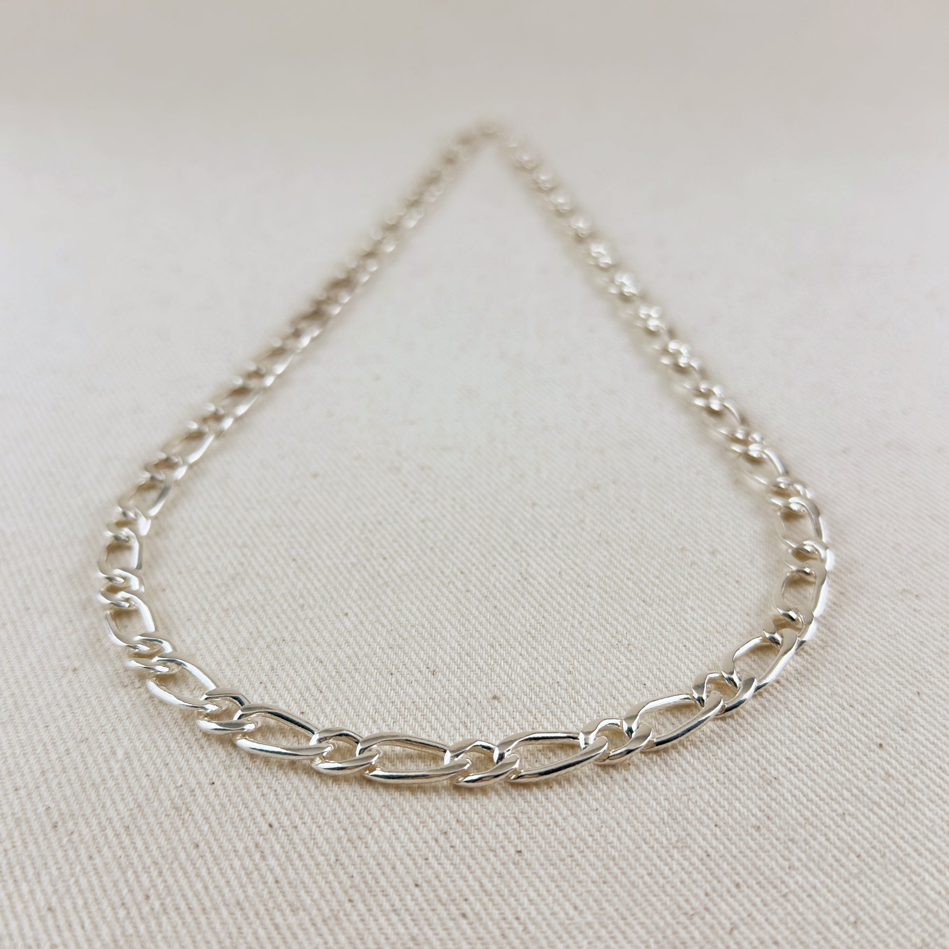 Sterling Silver Figaro 1x1  Chain 7.3mm