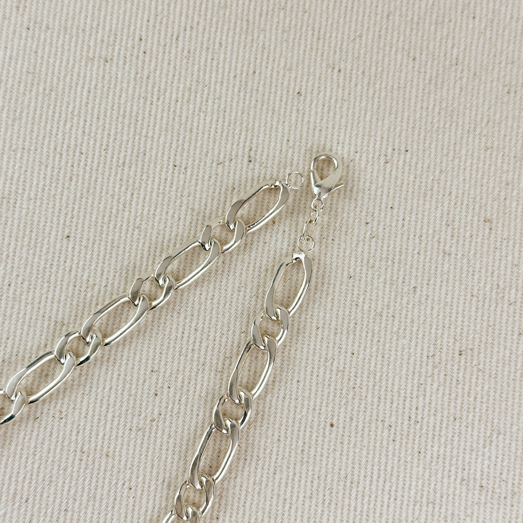 Sterling Silver Figaro 1x1  Chain 7.3mm