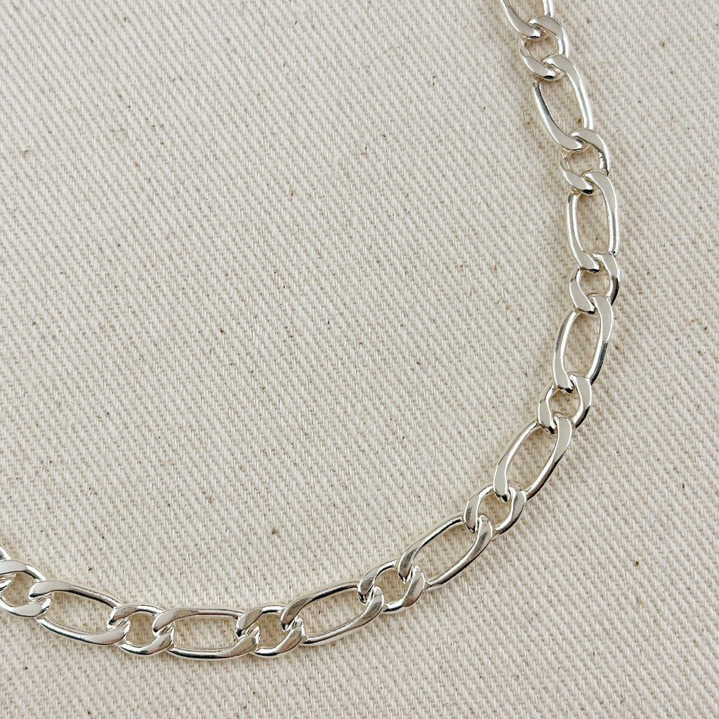 Sterling Silver Figaro 1x1  Chain 7.3mm