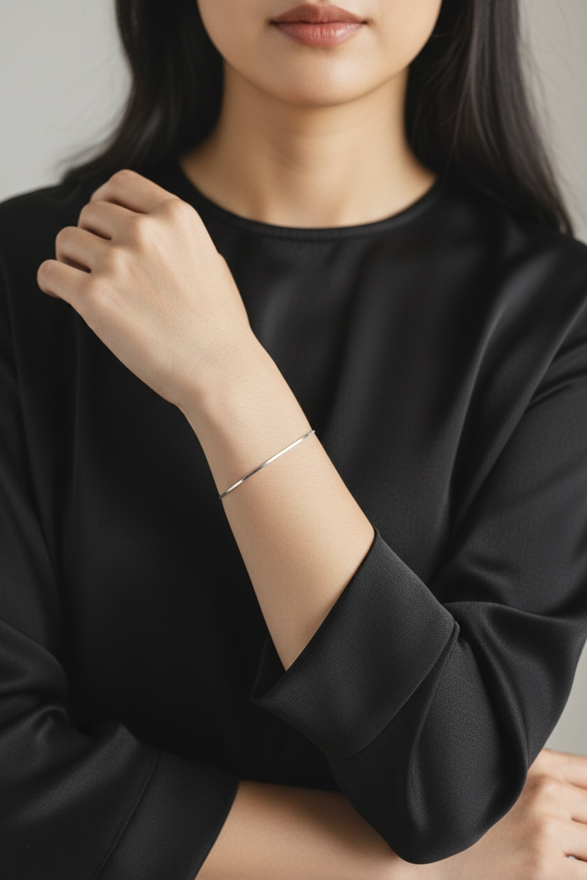 Sterling Silver Square Herringbone Bracelet 1.0mm