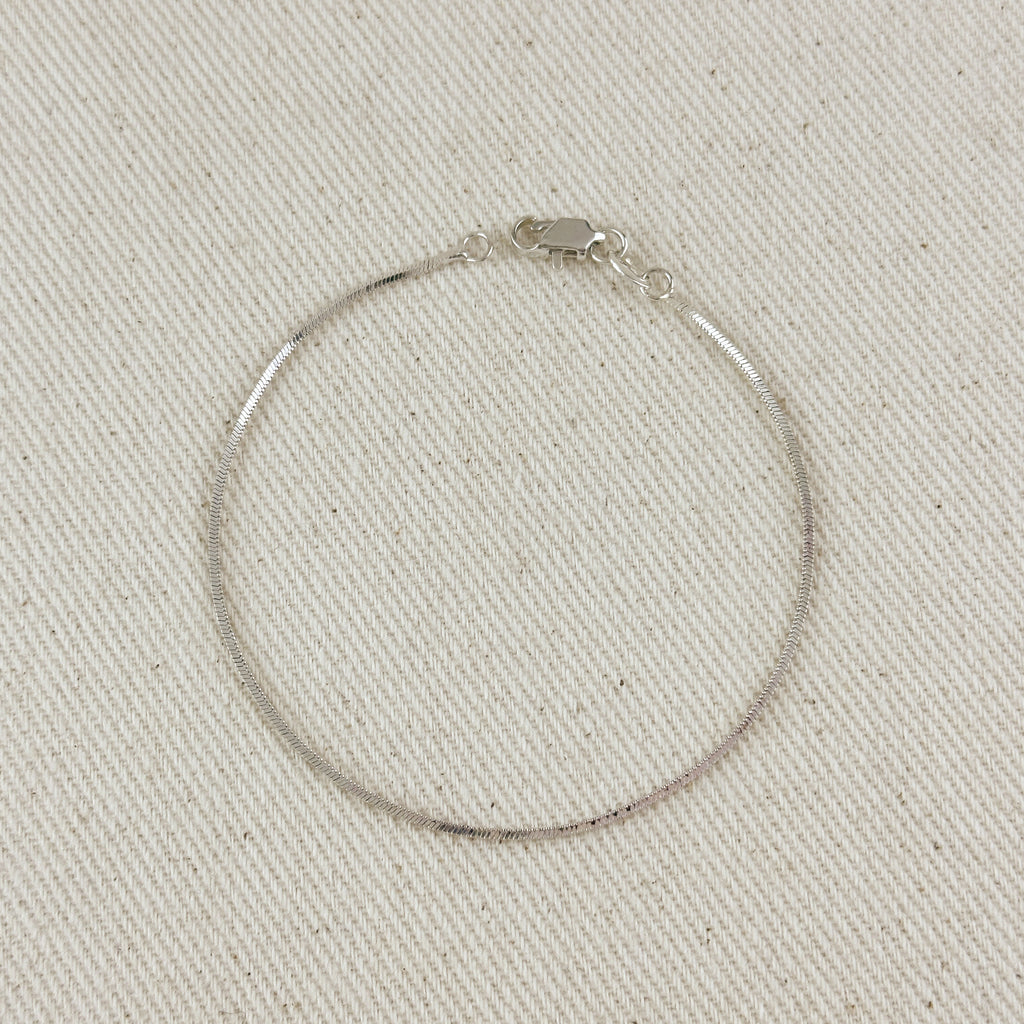 Sterling Silver Square Herringbone Bracelet 1.0mm