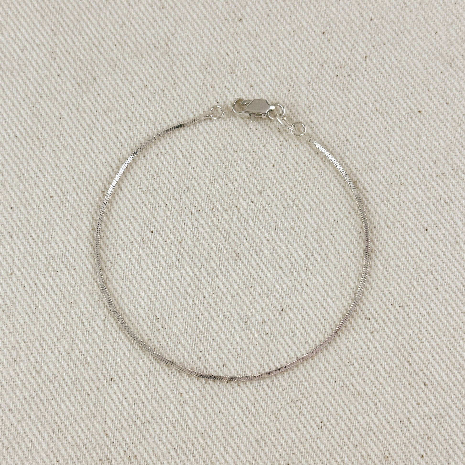 Sterling Silver Square Herringbone Bracelet 1.0mm