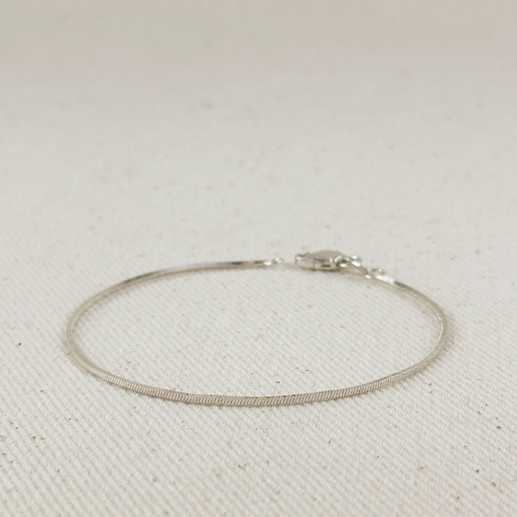 Sterling Silver Square Herringbone Bracelet 1.0mm