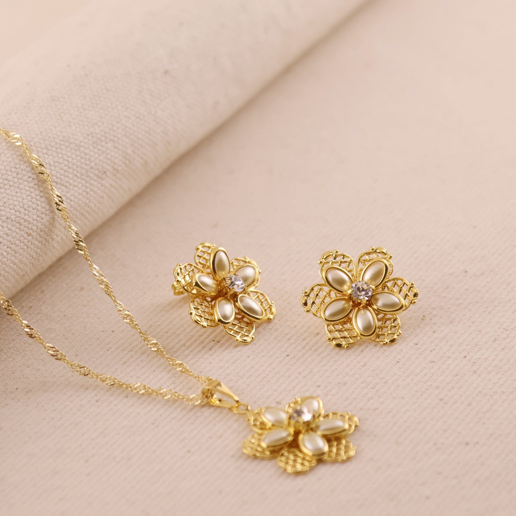 18K Gold Filled Mesh Flower Earrings