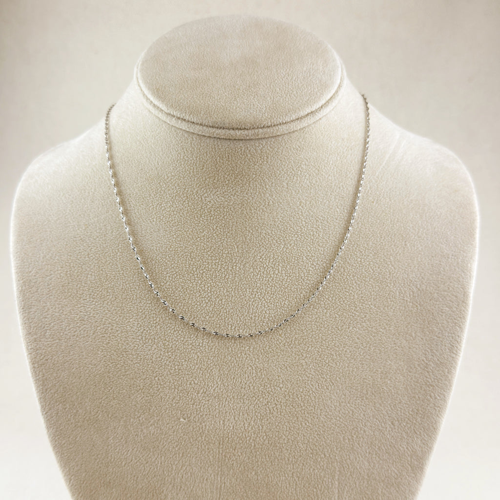 Sterling Silver Singapore Chain 1.2mm Rhodium Plated Finish