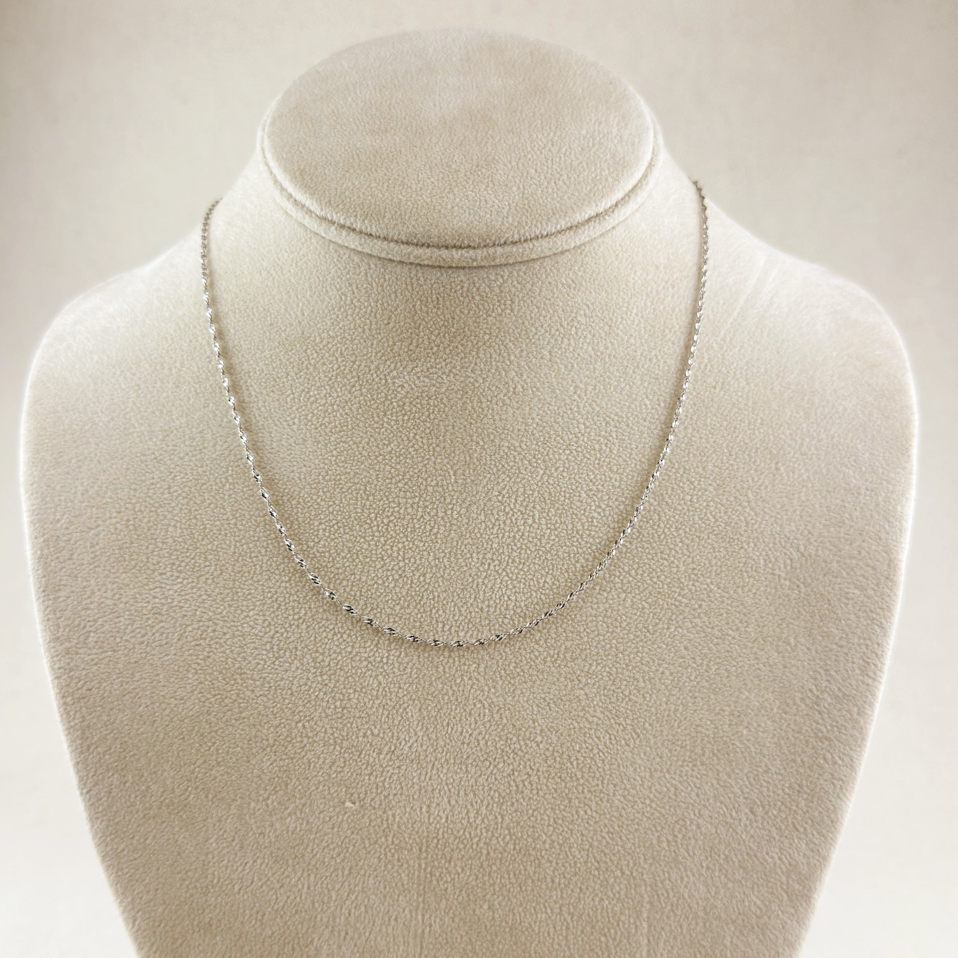 Sterling Silver Singapore Chain 1.2mm Rhodium Plated Finish