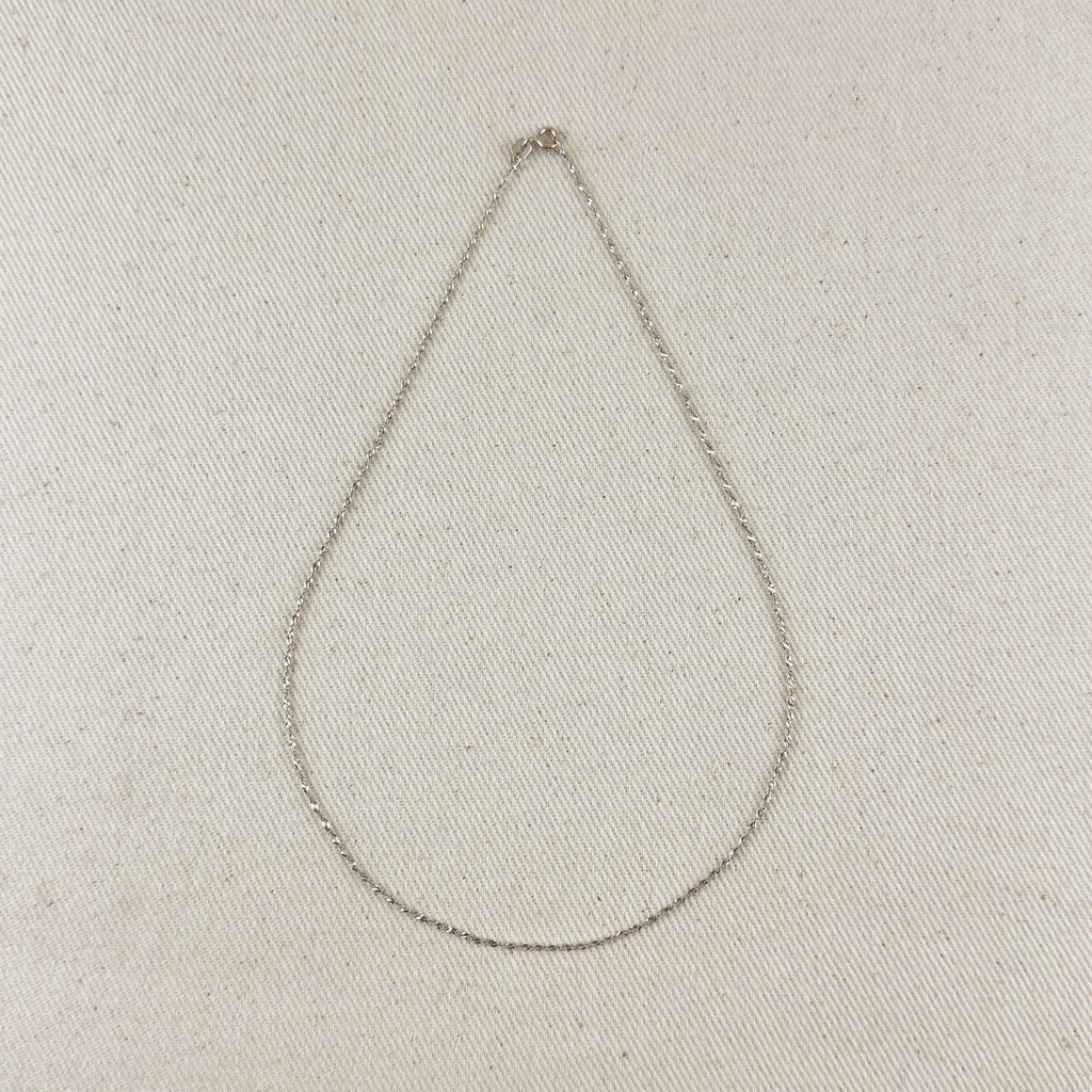 Sterling Silver Singapore Chain 1.2mm Rhodium Plated Finish