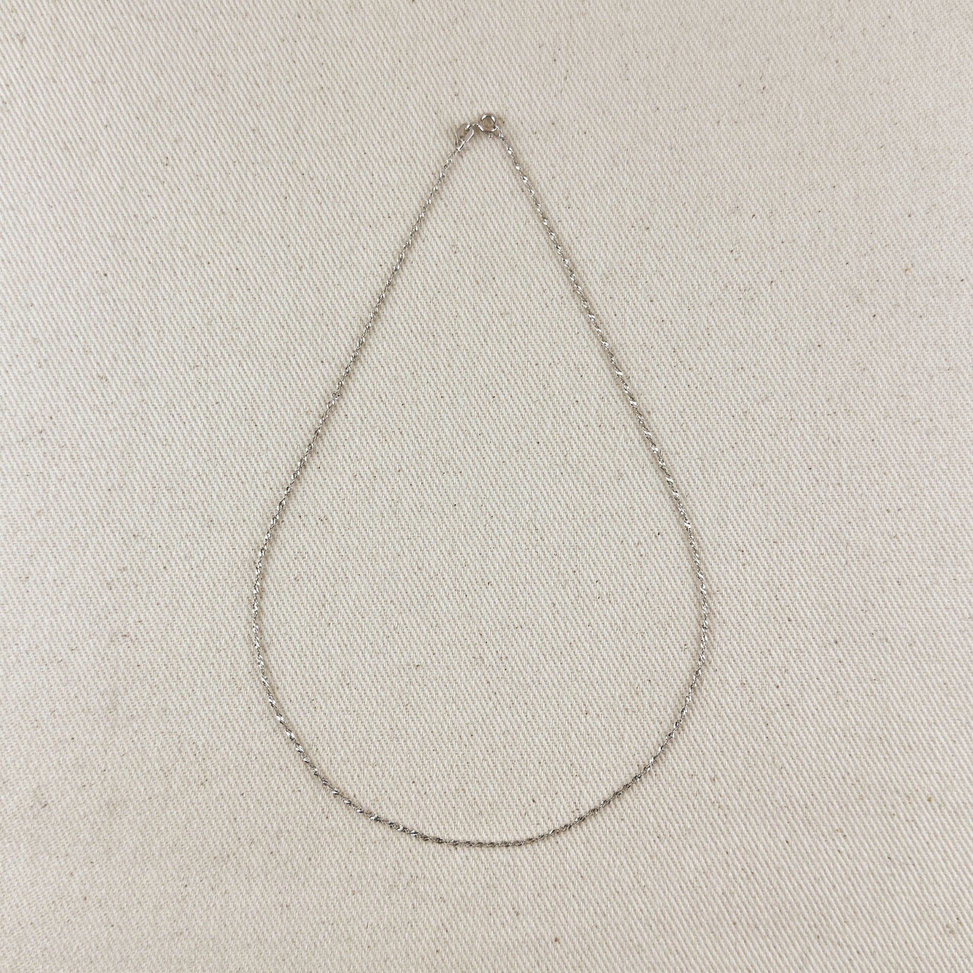 Sterling Silver Singapore Chain 1.2mm Rhodium Plated Finish