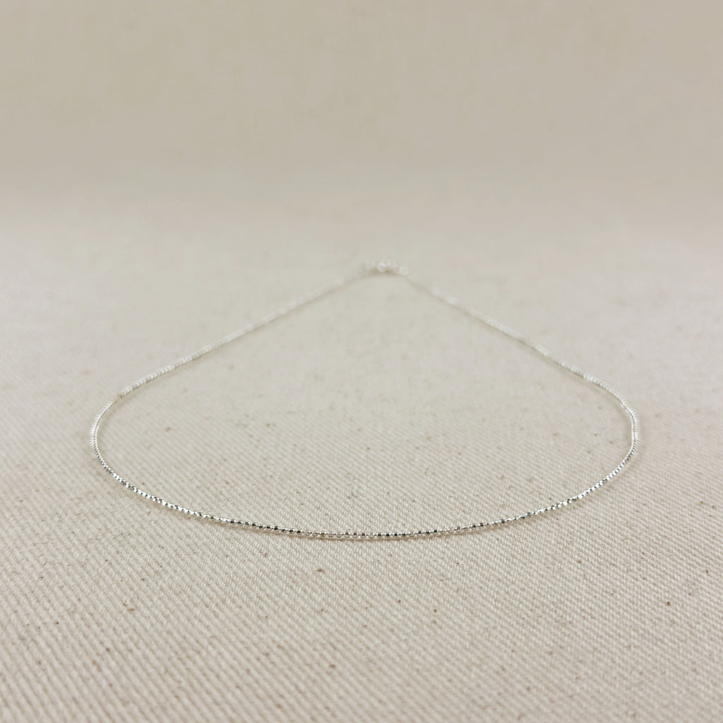 Sterling Silver Diamond Cut Bead Chain 1.0mm