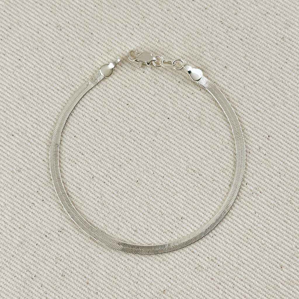 Sterling Silver Herringbone Bracelet 3.1mm