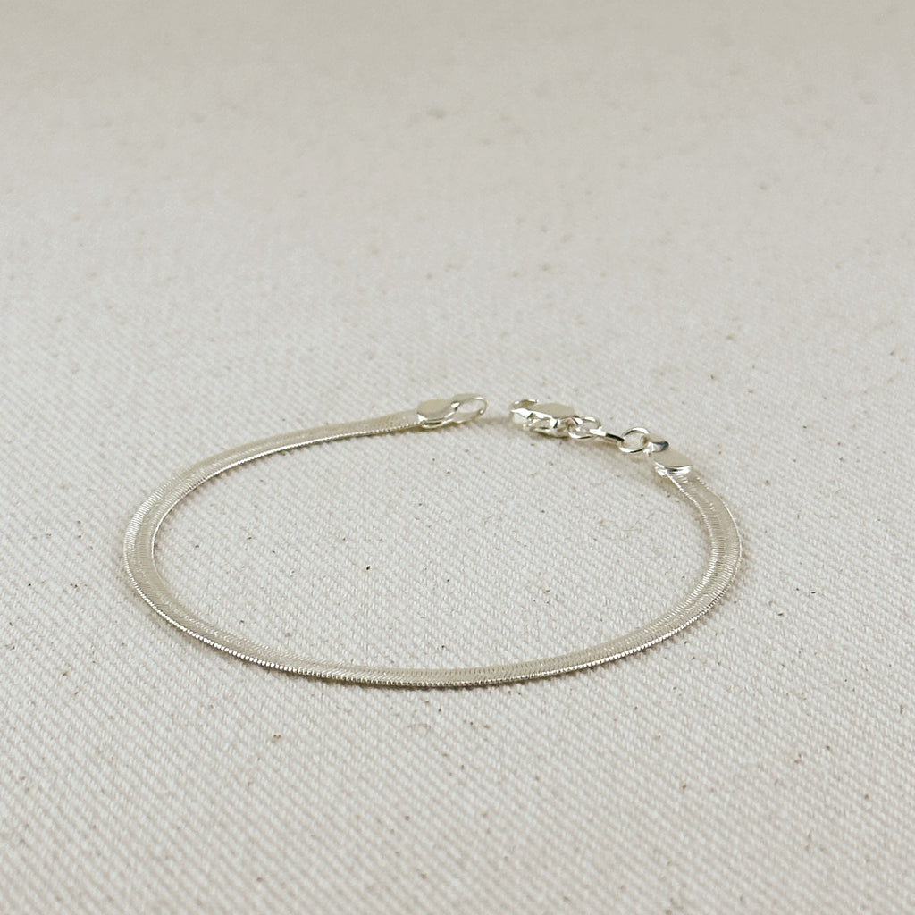 Sterling Silver Herringbone Bracelet 3.1mm