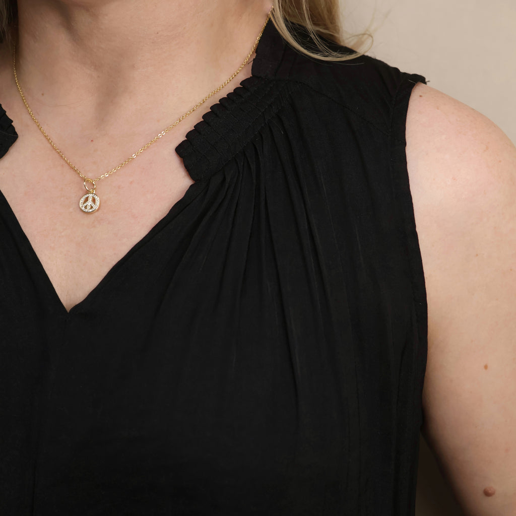 18k Gold Filled CZ Peace Sign Pendant