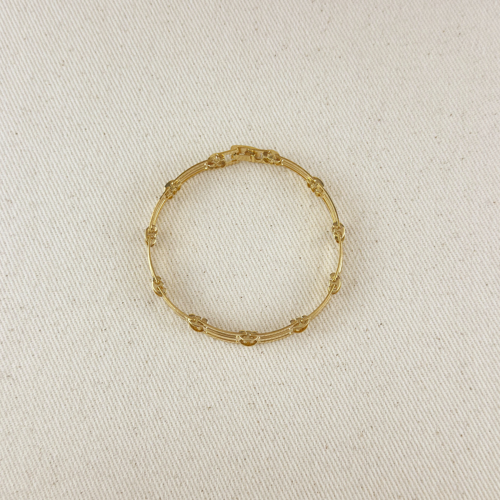 Wide Detailed Watch Band Style Bracelet